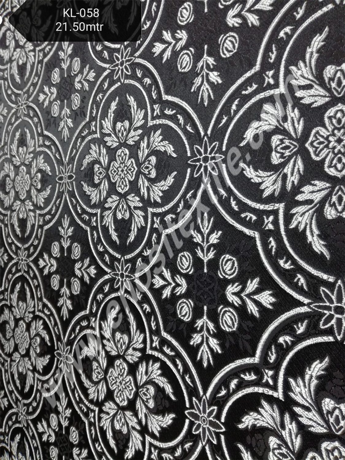 KL-058 Black-Silver Brocade Fabrics